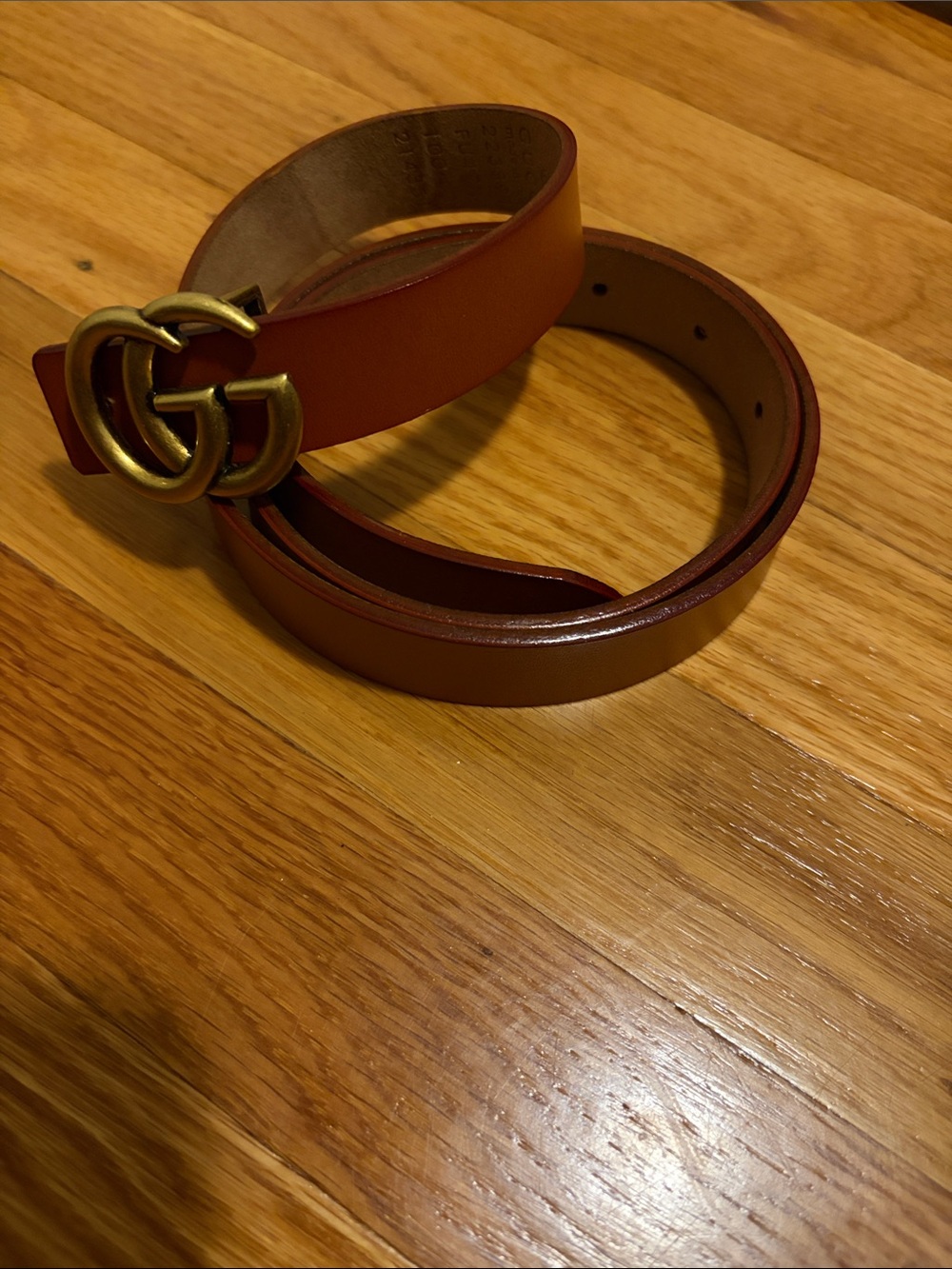 Brown Belt with Double-G Brass Buckle - Picture 2 of 2